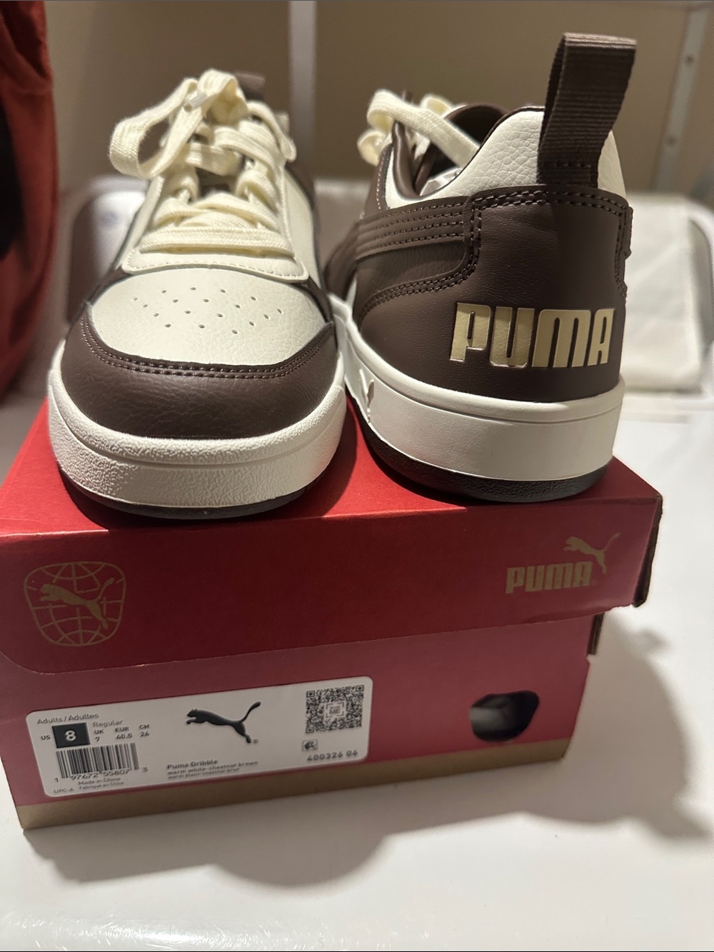 Puma Kids Brown and Cream Low-Top Sneakers